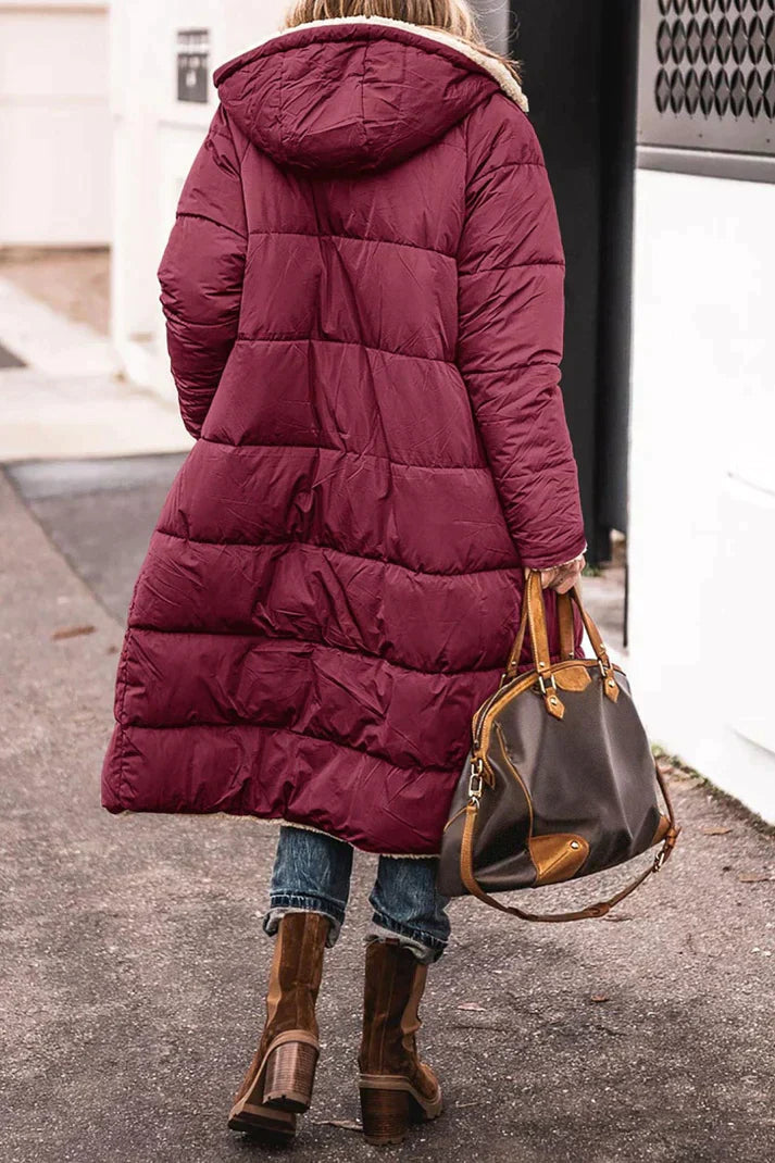 Winter Coat for Women – Long Warm Stylish Outerwear with Hood and Pockets