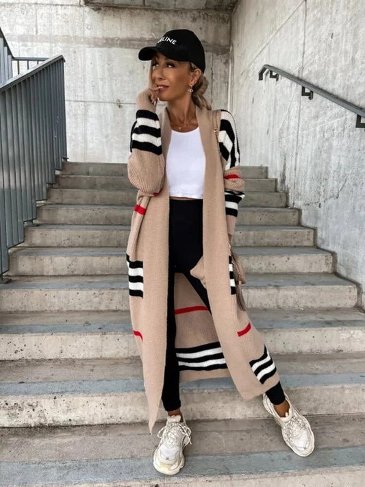 Striped Cardigan for Women – Long Knit Sweater with Cozy Design